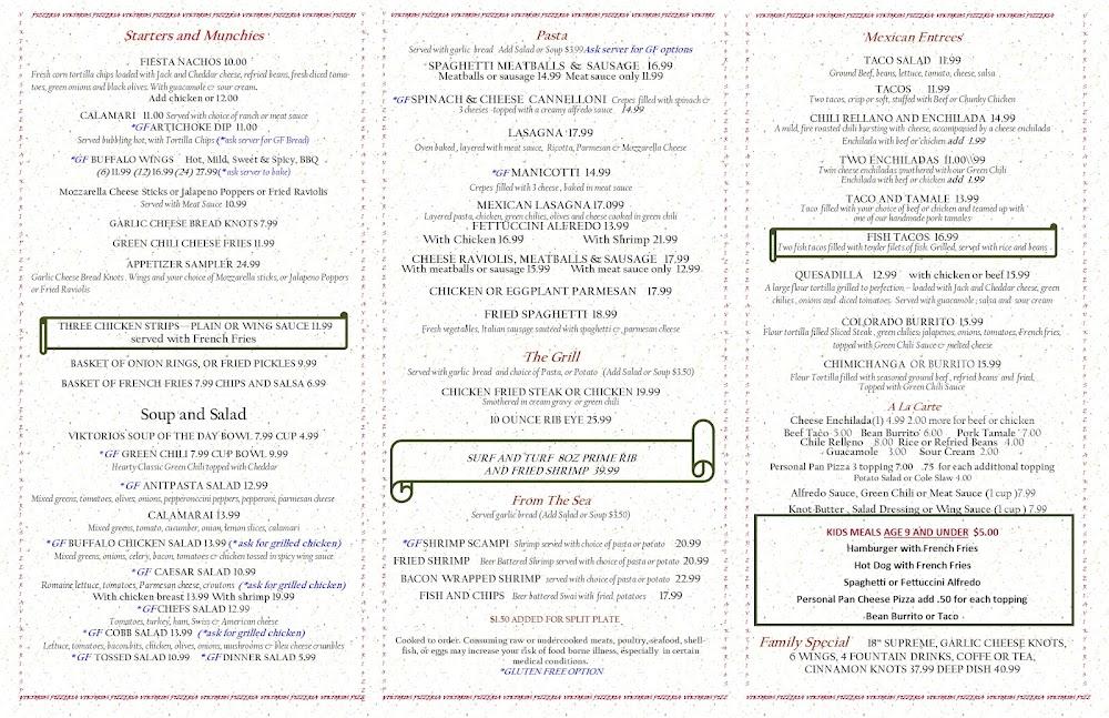 Viktorios Pizzeria and Full Service Bar Anitpasta Salad